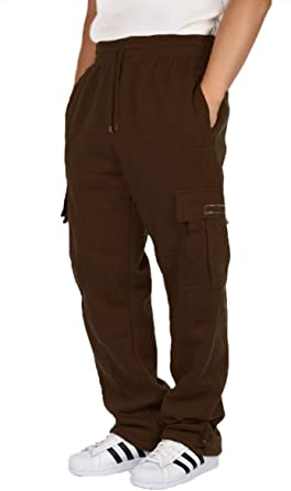 URBANJ Men's Fleece Cargo Sweatpants Heavyweight Size S-5XL
