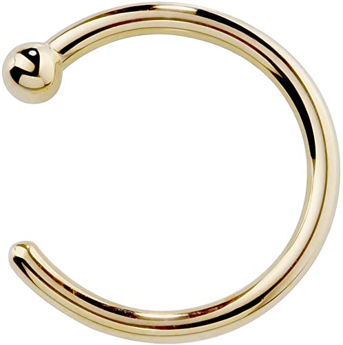 FreshTrends Solid 14K Gold Tiny Nose Ring Hoop - Yellow White Rose - 20 Gauge 1/4" Diameter