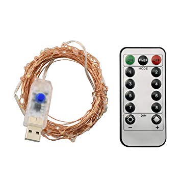 Karlling USB Powered Dimmable Waterproof 33ft LED String Lights Fairy Starry Decorative Lights For Patio,Wedding,Parties,Gate,Yard,Holiday Decorations With Remote Controller and Timer(Warm White)