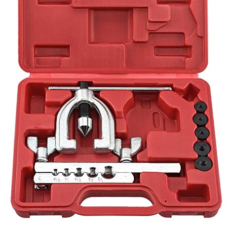 Neiko 20656A Auto Double Flaring Copper with Aluminum Steel Brake Line and Brass Tubing Tool Kit | Includes Blow-Molded Case