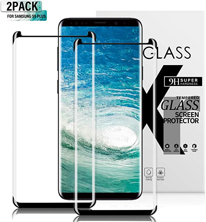 Gozhu [2-Pack] Galaxy S9 Plus Screen Protector Tempered Glass,[Anti-Fingerprint][No-Bubble][Scratch-Resistant] Glass Screen Protector for Samsung Galaxy S9 Plus