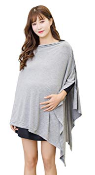 Nursing Cover Poncho for Breastfeeding Nursing Shawl Cover Ups Maternity Pregnancy Poncho and Baby Car Seat Cover Adjustable Buttons Breathable Bamboo 360° Perfect Gift Idea Gray