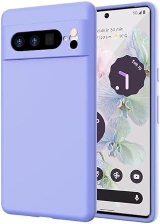 ZUSLAB Case for Pixel 8 Pro Real Liquid Silicone Anti-Scratch Gel Rubber Shockproof Cover with Soft Microfiber Lining Drop Full Protection for Google (2023) - Purple