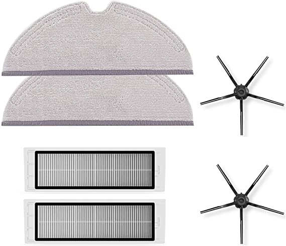 roborock Accessories Set, Washable Filter, Mopping Cloth and Side Brushes（Black） for  S6 Series, S5 Series, and E Series (Except S4 Series) Robot Vacuum Cleaners