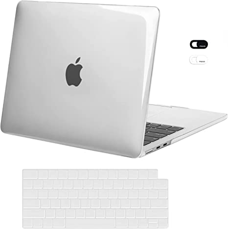 MOSISO Compatible with MacBook Air 13.6 inch Case 2022 Release A2681 M2 Chip with Liquid Retina Display & Touch ID, Protective Plastic Hard Shell Case & Keyboard Cover & Webcam Cover, Crystal Clear