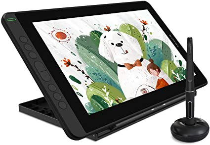 2021 HUION KAMVAS 12 Graphics Drawing Tablet with Full Lamination Screen Battery-Free Stylus Tilt Adjustable Stand 2 Gloves Android Support , Black