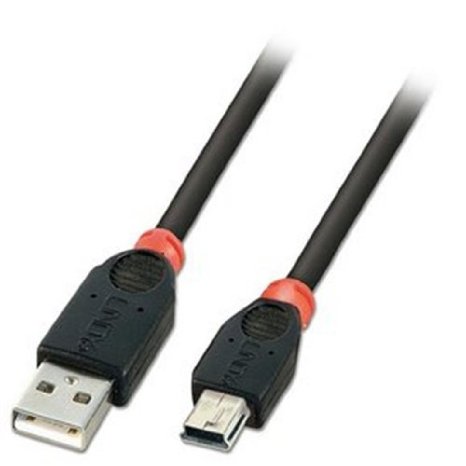 LINDY 3m USB 2.0 Cable, Type A to mini B, Black