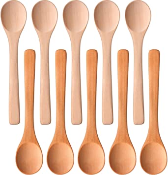 30 Pieces Mini Wooden Spoon Small Soup Spoons Serving Spoons Wooden Honey Teaspoon for Seasoning Oil Coffee Tea Sugar (Mix Color)