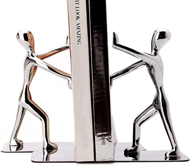 Fasmov Heavy Duty Stainless Steel Man bookends Nonskid Bookends Art Bookend,1 Pair