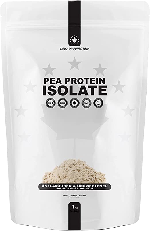 Canadian Protein Pea Protein Isolate with 24.6g of Protein | 1 kg of Unflavoured Vegan Low Carb Slow Release Workout Recovery Protein Shake