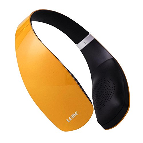 Leme EB30A Wireless Bluetooth Headset, bluetooth 4.1 over the ear headphone with microphone (Orange)
