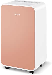 COSTWAY 2500 Sq. Ft Dehumidifier for Basement, 32 Pints Portable Quiet Dehumidifier with Sleep Mode, 24H Timer, Auto Shut Off, Auto Defrost & Drain Hose for Basement Bathroom (Pink)