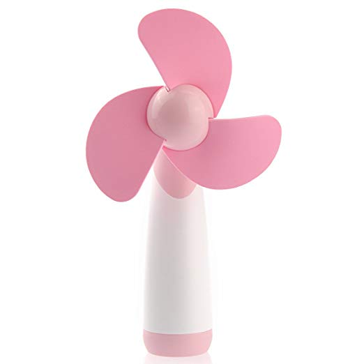 Tinksky Battery Operated Fans Portable Mini Fan Soft Foam Blades Handheld Fans(Pink)