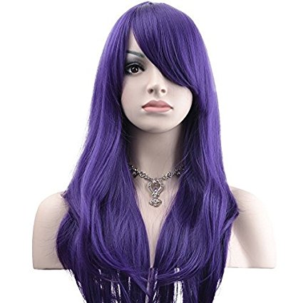 YOPO 28" Wig Halloween Long Big Wavy Hair Women Cosplay Party Costume Wig(Purple)