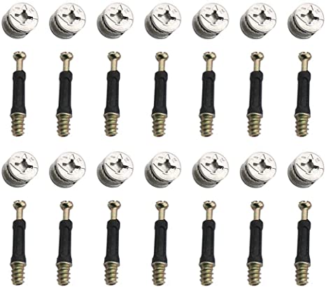 Eyech 50pc Furniture Connecting Nails, Hardware Cam Fitting with Dowel 2-in-1 Pre-Inserted Wheel Nut & Bolt Screw Eccentric Wheel for Wardrobe Cabinet Drawer Dresser