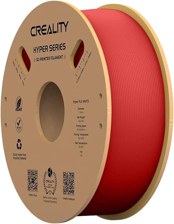 Creality Hpyer PLA 3D Printer Filament 1.75mm, 1kg Cardboard Spool (2.2lbs), Designed for High Speed Printing, Dimensional Accuracy  /- 0.03 mm, Fits Most FDM Printers (Red)