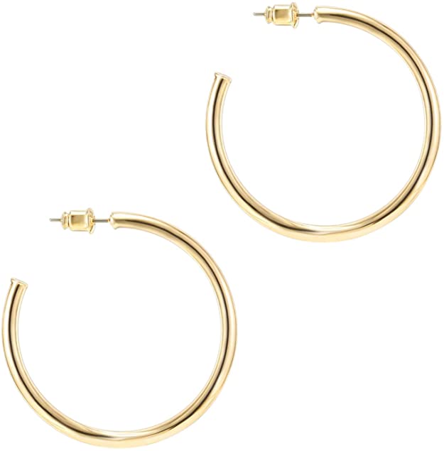 PAVOI 14K Gold Hoop Earrings For Women | 2mm Thick Infinity Gold Hoops Women Earrings | Gold Plated Loop Earrings For Women | Lightweight Hoop Earrings Set For Girls