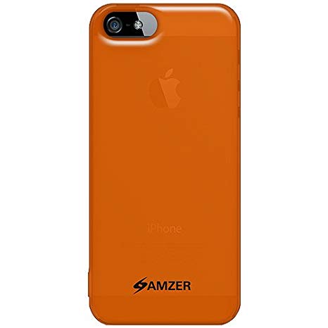 Amzer Soft Gel TPU Gloss Skin Fit Case Cover for Apple iPhone 5, iPhone 5S, iPhone SE (Fits All Carriers)  - Translucent Orange