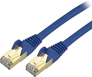 StarTech.com 35ft CAT6a Ethernet Cable - 10 Gigabit Shielded Snagless RJ45 100W PoE Patch Cord - 10GbE STP Network Cable w/Strain Relief - Blue Fluke Tested/Wiring is UL Certified/TIA (C6ASPAT35BL)