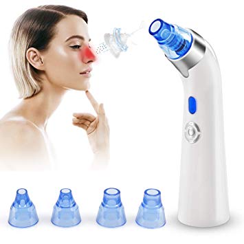 Fuzhoutuogu Blackhead Remover Pore Vacuum - USB Rechargeable Facial Acne Cleaner Comedone Suction Treatment LED Display with 4 Replaceable Suction Head (Blue)