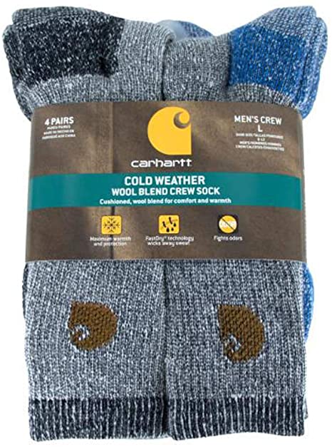 Carhartt Men's All Season Crew 4 Pair Pack Sock