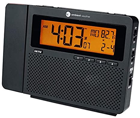Ambient Weather Clearview Controlled Projection Alarm Clock with Indoor Temperature