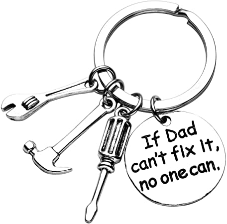 XYBAGS Father's Day Gift - If Dad Can't Fix It No One Can - Keychain with Screwdriver Wrench Hammer Gifts for Dad