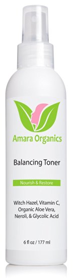 Balancing Facial Toner - With Witch Hazel, Vitamin C, Organic Aloe Vera, Neroli, & Glycolic Acid - 177 ml