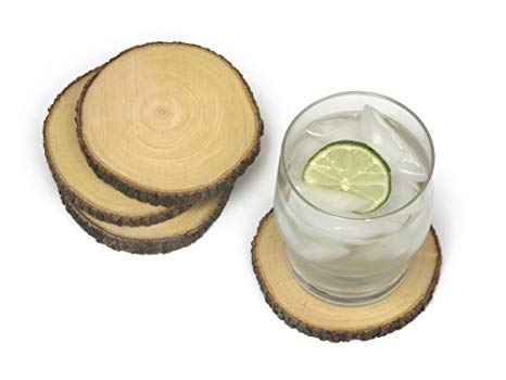 Lipper International 1034 Acacia Tree Bark Coasters, Set of 4