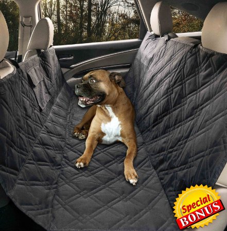 Yermo Pet Hammock Dog Car Seat Cover / Protector - Waterproof - 57"L x 55"W - Non-Slip Backing - Heavy Duty Polyester - Machine Washable - Plus FREE Bonus