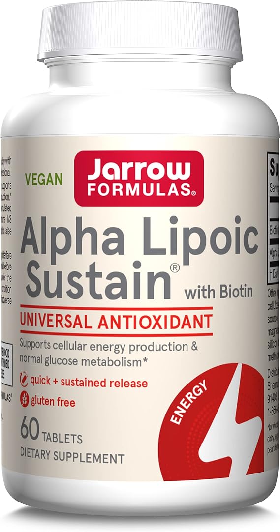 Jarrow Formulas Alpha Lipoic Sustain 300 mg - Antioxidant   Biotin - Glucose Metabolism & Energy Production Support - Releases ALA Over Longer Period - Up to 60 Servings