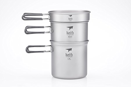 Keith Titanium Ti6014 3-Piece Pot and Pan Cook Set - 2.4 L (Limited Time Promotion Price)