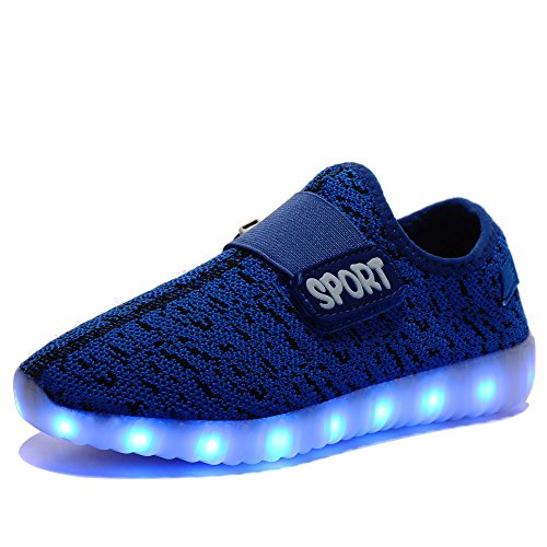 HOFISH Boys Girls Kids 7 Colors LED Light Up Luminous Shoes USB Charge Casual Sneakers