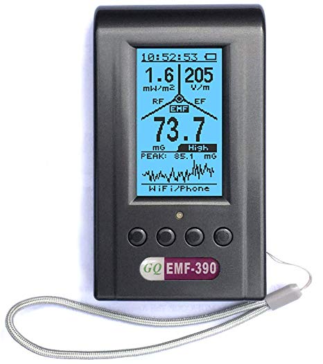 Advanced GQ EMF-390 Multi-Field Electromagnetic Radiation Detector 3-in-1 EMF ELF Meter & RF Spectrum Analyzer, Cell Tower Smartmeter Signal Detector RF up to 10G with Data Logger