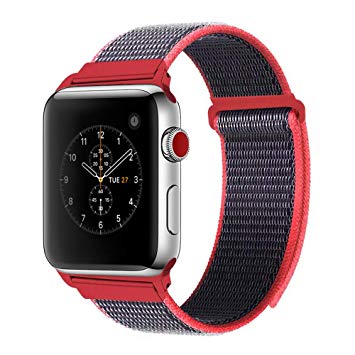 For Apple Watch Band 38mm 42mm Soft Nylon Watch Sport Loop Band Adjustable Closure Wrist Strap Breathable Woven Nylon Replacement Strap for Apple Watch Series 3,2,1