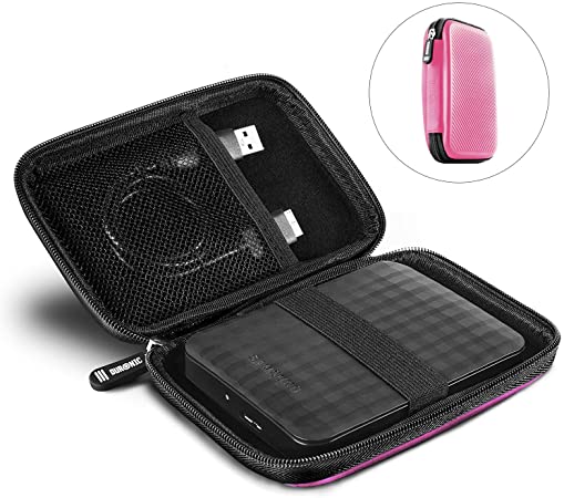 Duronic Hard Drive Case HDC2 /PK | PINK | Portable EVA Storage Pouch for External Hardrive & Cables | Lightweight & Protective | Suitable for WE/Western, Toshiba, Buffalo, Hitachi, Seagate, Samsung