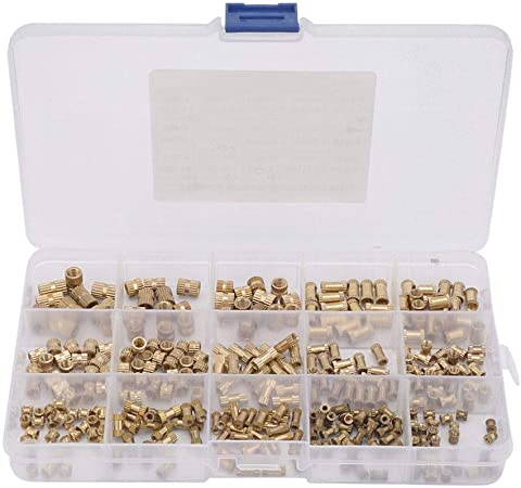 330pcs Female Knurled Nuts Set 15 Sizes Brass Threaded Insert Embedment Nuts Kit M2 M3 M4 M5 for 3D Printing