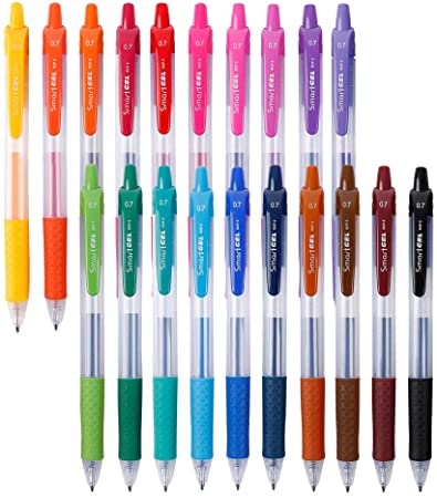 Colored Gel Pens, Lineon 20 Colors Retractable Gel Ink Pens with Grip, Medium Point(0.7mm) Smooth Writing Pens Perfect for Adults and Kids Journal Notebook Planner, Writing in Office and School