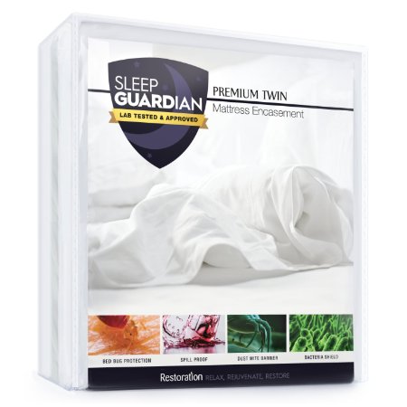 Sleep Guardian Premium Twin Mattress Encasement - Lab Tested Waterproof, Bed Bug Proof, Hypoallergenic Zippered Encasement - Protects from Bed Bugs, Dust Mites & Fluids