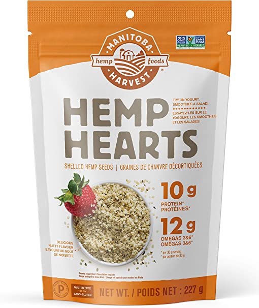 Manitoba Harvest Hemp Hearts Shelled Hemp Seeds, 227g; 10g Plant-Based Protein & 12g Omegas per Serving, Whole 30 Approved, Vegan, Keto, Paleo, Non-GMO, Gluten Free