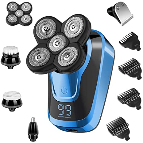 Electric Razor for Men - OriHea Head Shavers for Bald Men with LED Display, Faster-Charging 5D Floating Waterproof Electric Shaver for Men with Hair Clippers Gold