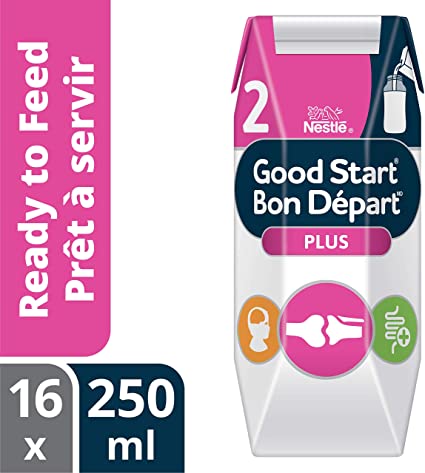 NESTLÉ GOOD START PLUS 2 Baby Formula, Ready-to-Feed, 6  months, 250 ml, 16 Pack - PACKAGING MAY VARY