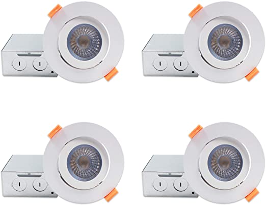 ANC LED 4-Inch 10W 120V 700lm Low Profile Gimbal Recessed Ultra Thin Panel Light, Adjustable Slim Dimmable 5000K Daylight White Downlight, IC Rated and ETL Listed 4 Pack