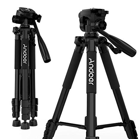 Andoer DSLR Camera Tripod,52inch/ 132cm Aluminum Tripod Monopod with 360° Ball Head and 1/4” Quick Release Plate for Canon Nikon Sony