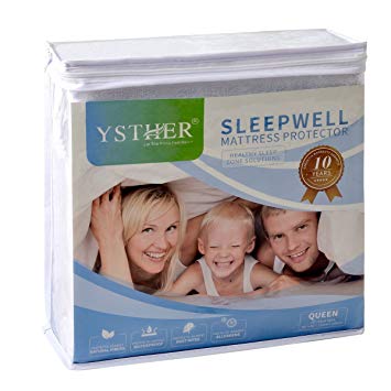 YSTHER Waterproof Hypoallergenic Mattress Protector / Cover, Vinyl Free, California King