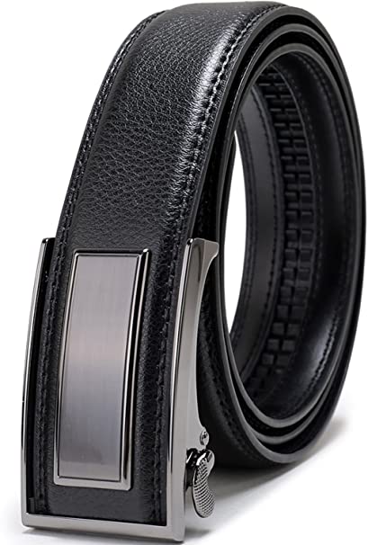 Beltox Fine Men's Dress Leather Ratchet Belt with Nickel-free Automatic Buckle (50-52, black gunmental)