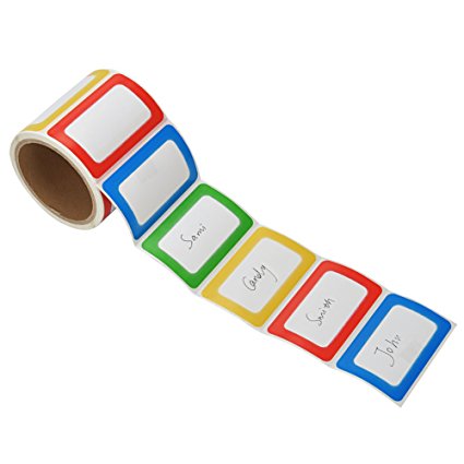 MFLABEL Colorful Plain Name Tag Labels - 200 Stickers / 1 Roll - 3 1/2 X 2 1/4