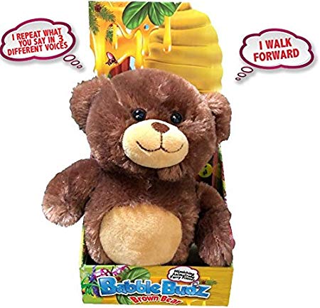 Mindscope Babble Budz Mimicking Animatronic Furry Friends Plush Toy with 3 Voice Filters (Brown Bear)