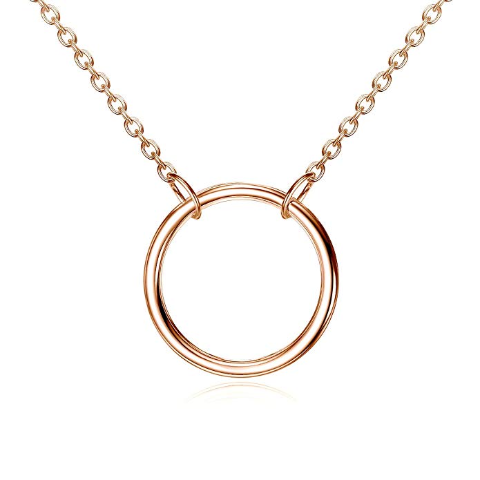 Open Circle Necklace in Yellow Gold, Rose Gold or Rhodium over 925 Sterling Silver