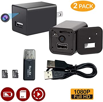 Hidden Spy Camera Charger - 2 Pack | Hidden Spy Camera | Hidden Nanny Cam | Surveillance Camera Full HD | Recorder Motion Activated | Motion Spy Camera | Security Camera for Home, Office, Store
